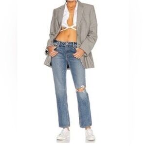 NWT GRLFRND Piper Jean Super High Rise Stretch Slim Crop Distress 28